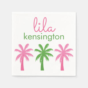 Preppy Palm Trees Personalised Party Napkins