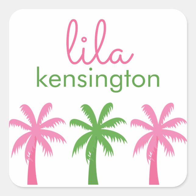 Preppy Palm Trees Personalised Stickers (Front)