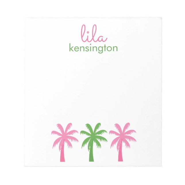 Preppy Palm Trees Personalized Notepad (Front)