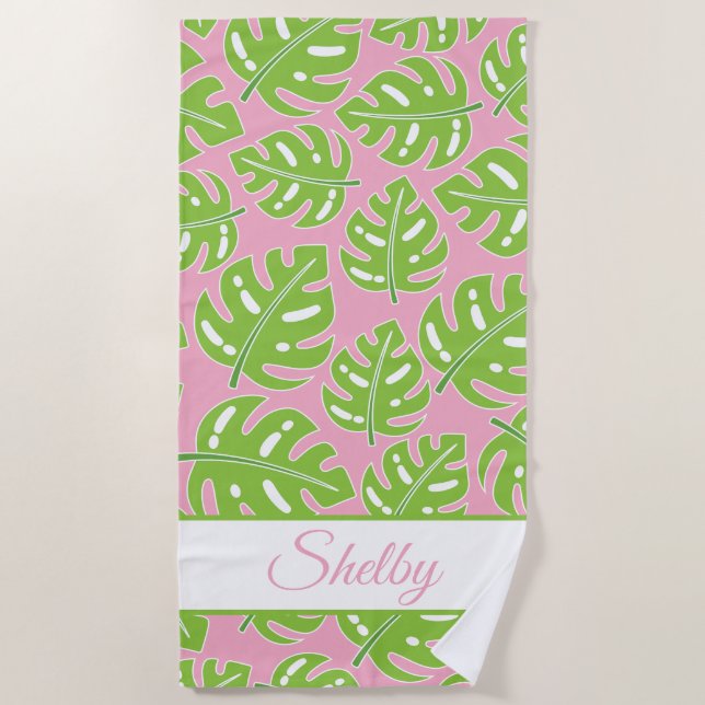 Preppy Palms Personalised Beach Towel (Front)