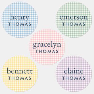 Preppy Pastel Gingham Kids Name