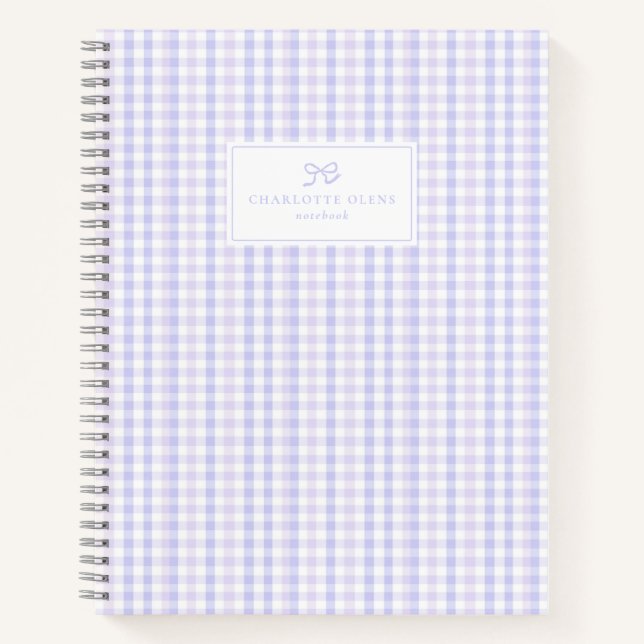 Preppy & Pastel Lavender Gingham   Notebook (Front)
