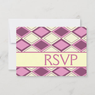 Preppy Pastel Pink Argyle Modern Birthday RSVP