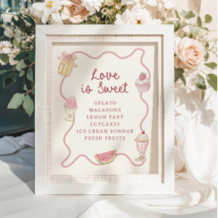 Preppy Pastel Pink Stripes Dessert Bar  Poster