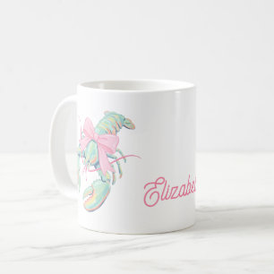 Preppy Pastel Watercolor Lobsters Personalised Coffee Mug