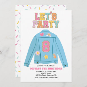 Preppy Patch jean jacket 8TH Birthday Invitation