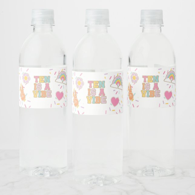 Preppy Patch Ten is a Vibe 10th Birthday Water Bottle Label (Bottles)