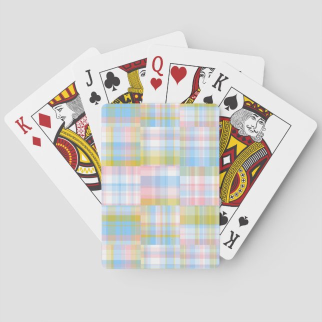 Preppy Patchwork Look Madras Pastel Playing Cards (Back)