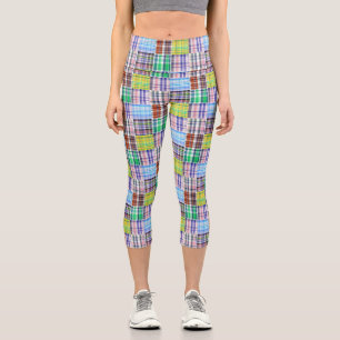 Preppy Patchwork Madras Look #1 Capri Leggings