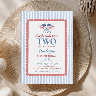 Preppy Patriotic 4th of July 2nd Birthday Invitation
