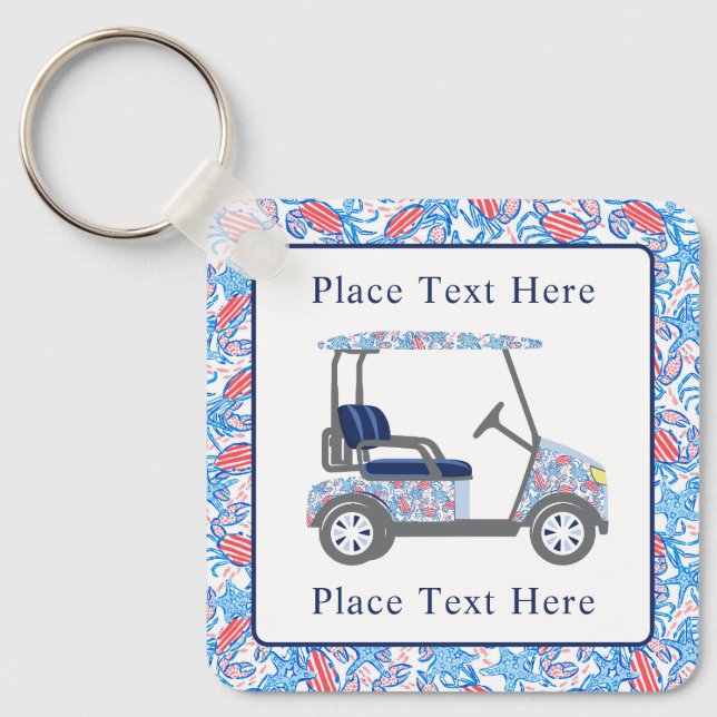 Preppy Patriotic Crabs Golf Cart Key Ring (Front)