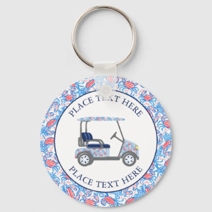 Preppy Patriotic Crabs Golf Cart Key Ring