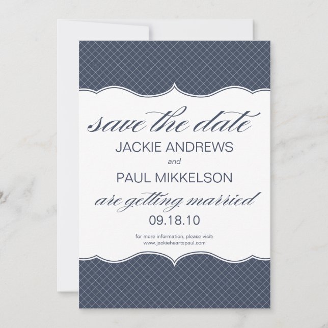 Preppy Pattern Save the Date Card (Front)