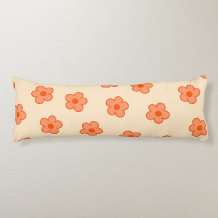Preppy Peach Orange Hippie Flower Body Cushion