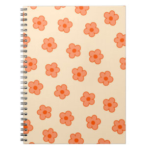 Preppy Peach Orange Hippie Flower Notebook