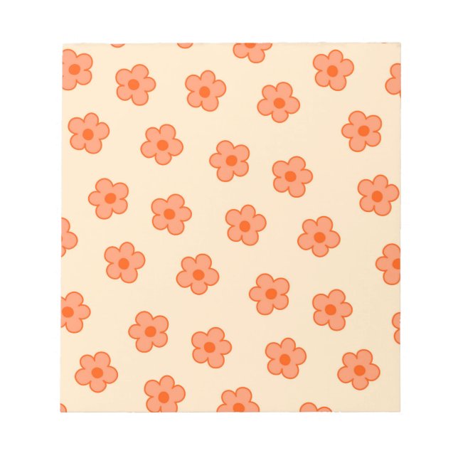 Preppy Peach Orange Hippie Flower Notepad (Front)