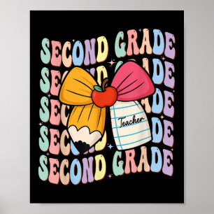 Preppy Pencil Coquette Bow Back To School 2nd Grad Poster