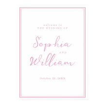Preppy Peony Pink Chic Wedding Welcome Sign