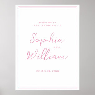 Preppy Peony Pink Chic Wedding Welcome Sign