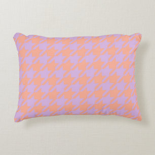 Preppy Pepita Houndstooth Pastel Lilac Peach  Decorative Cushion
