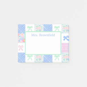 Preppy personalised custom name teacher post-it notes