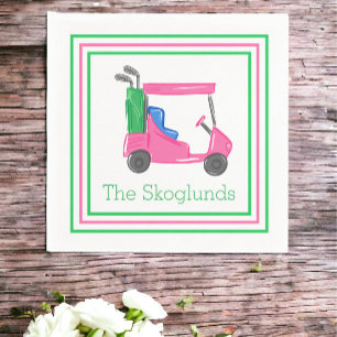 Preppy Personalised Pink Golf Cart Napkin