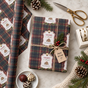 Preppy Personalised Tartan Christmas Family Wrapping Paper