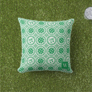 Preppy Pickleball Damask – Green Dink Motif Cushion