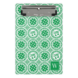 Preppy Pickleball Damask – Green Dink Motif Mini Clipboard