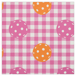 Preppy Pickleball Gingham - Hot Pink & Orange Fabric