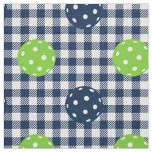 Preppy Pickleball Gingham - Lime & Navy Fabric