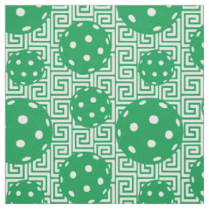 Preppy Pickleball Greek Key - Green Fabric