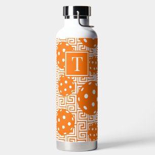 Preppy Pickleball Greek Key - Orange & White Water Bottle