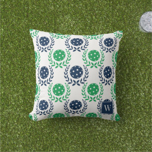 Preppy Pickleball Laurel Wreath –Navy & Green Cushion