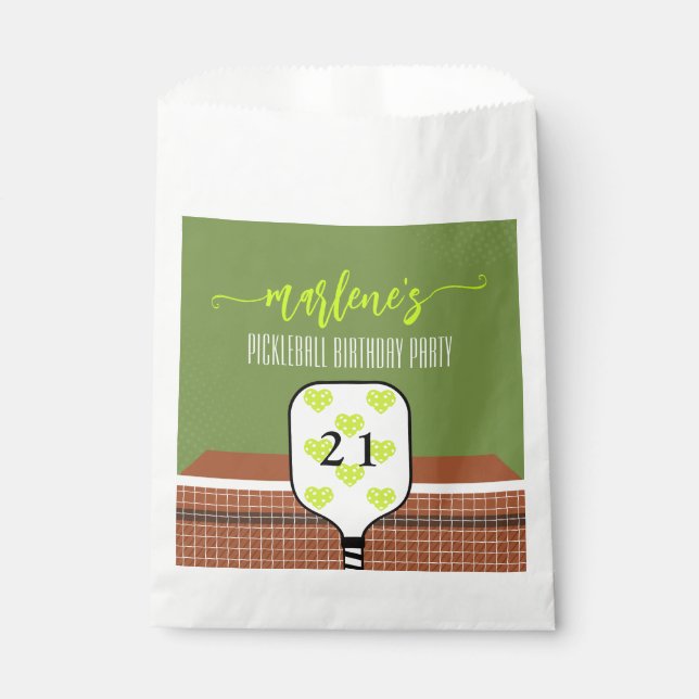 Preppy Pickleball Paddle Photo Dink Birthday Party Favour Bag (Front)