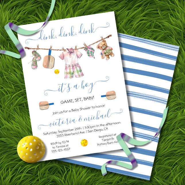 Preppy Pickleball Party Dink Baby Shower Invitation (Creator Uploaded)