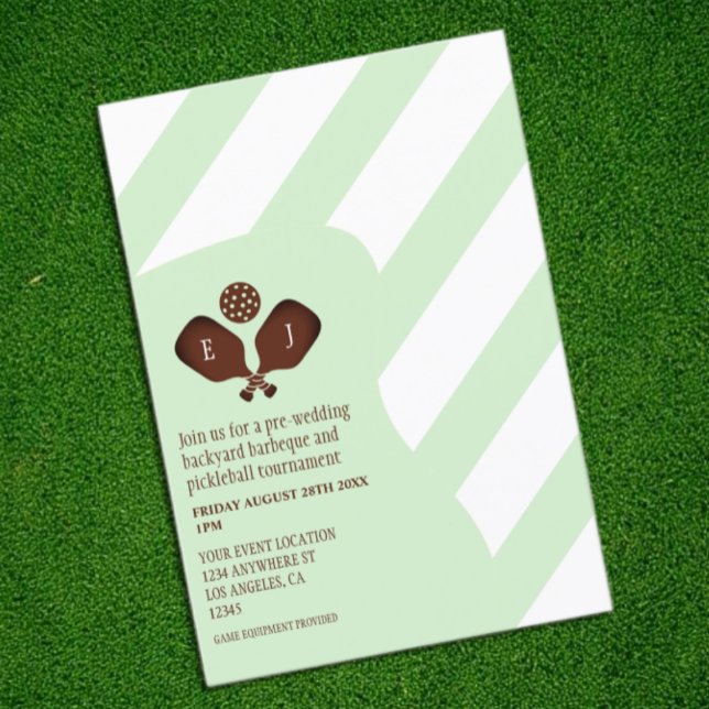Preppy Pickleball Stripes Pre-Wedding Game Enclosure Card (Creator Uploaded)