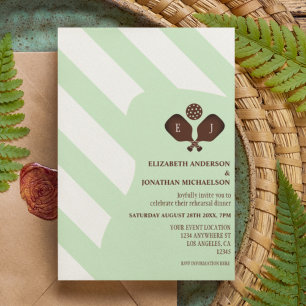 Preppy Pickleball Stripes Rehearsal Dinner Invitation