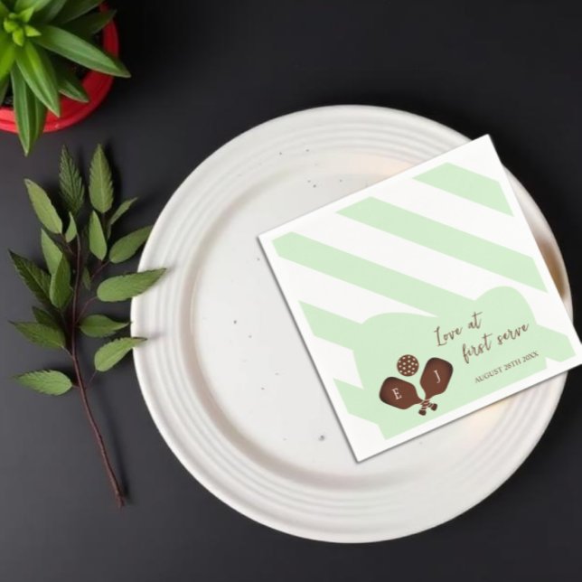 Preppy Pickleball Stripes Wedding Napkin (Creator Uploaded)