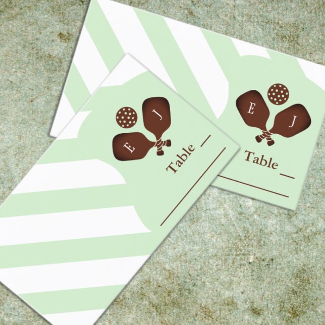 Preppy Pickleball Stripes Wedding Place Card (Creator Uploaded)