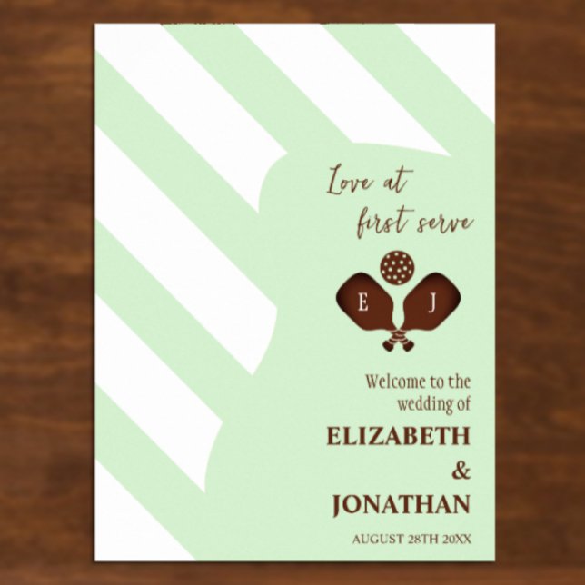 Preppy Pickleball Stripes Wedding Poster (Creator Uploaded)