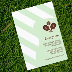 Preppy Pickleball Stripes Wedding Reception Enclosure Card