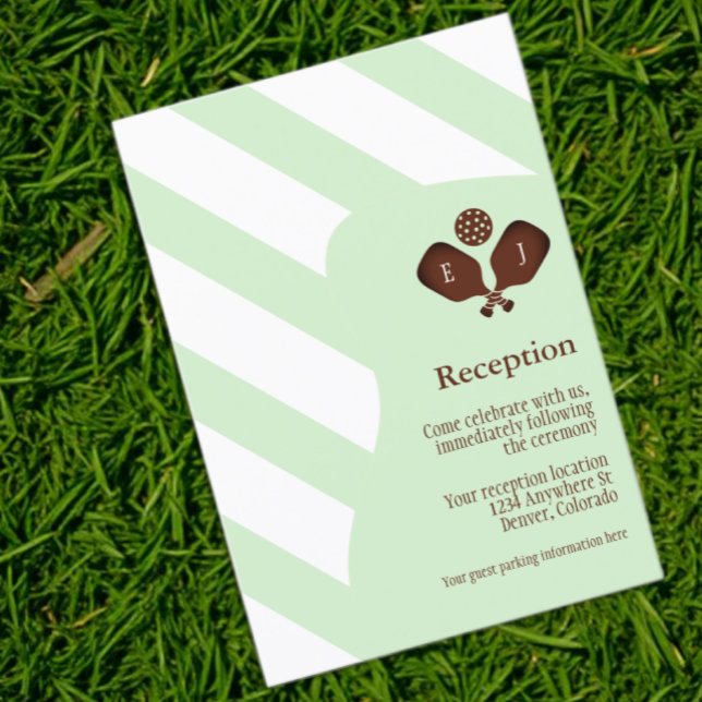Preppy Pickleball Stripes Wedding Reception Enclosure Card (Creator Uploaded)