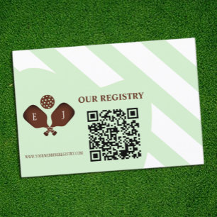 Preppy Pickleball Stripes Wedding Registry Enclosure Card