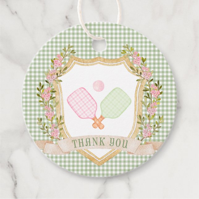 Preppy Pickleball Thank You Favour Tags (Front)