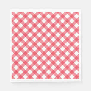 Preppy Picnic Red Plaid Gingham Party Napkin
