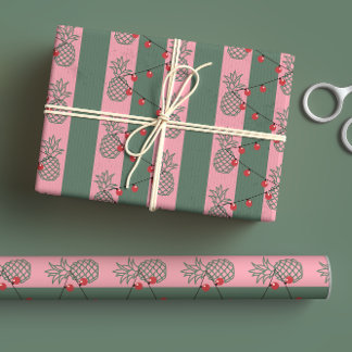Preppy Pineapple Christmas - Cute Modern Colourful Wrapping Paper Sheet