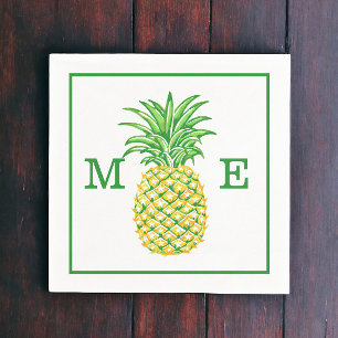 Preppy Pineapple Couple Two Initial Monogram Napkin