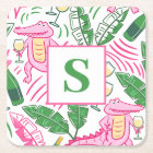 Preppy Pink Alligator Wine Personalised Monogram