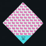 Preppy Pink and Aqua Whales Monogram Pet Bandana<br><div class="desc">This cute dog bandanna features preppy pink and aqua whales on white.  Personalise the matching aqua monogram with your choice of initial.</div>